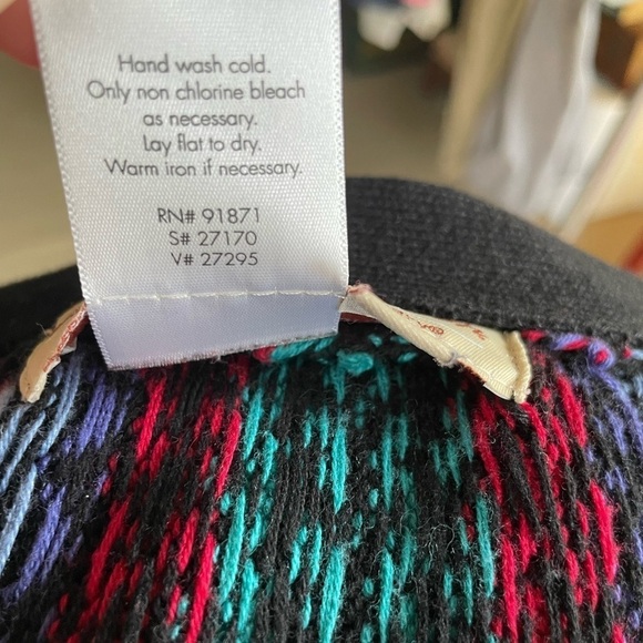 Norm Thompson Black Cardigan Open Front Fair Isle Sleeves Size XL - Picture 6 of 6